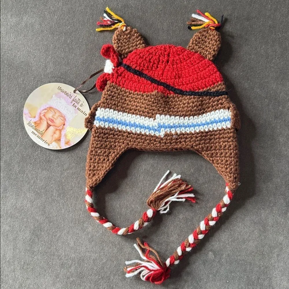 Daisy Baby Unisex Owl Pirate Hook Crocheted Hat Beanie 0-6 months NEW